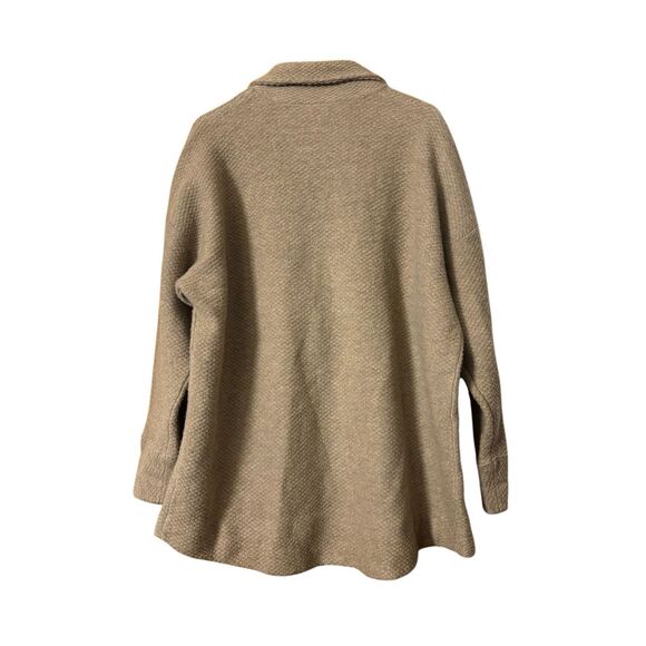 Eileen fisher textured wool knit sweater jacket camel size XL pockets single but - Picture 2 of 10